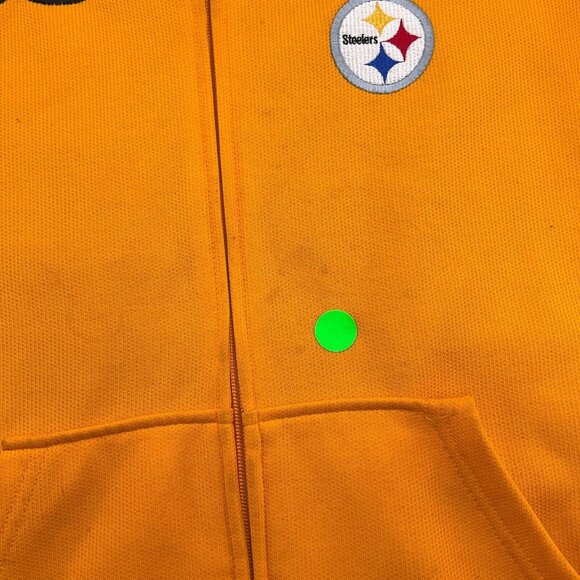 Reebok NFL Hoodie Adult Medium Black Gold STEELERS Colorblock Unisex Jacket Flaw - Picture 3 of 11